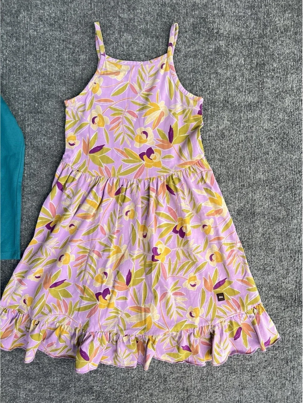 Tea Collection Girls 5 & 6 Floral Dress Bundle Cotton High Low Long Sleeve 2pc